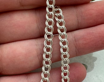 925 Sterling Silver Double Link Cable Chain-Bulk Chain by The Foot-Unfinished Jewelry Chain-Permanent Jewelry-Unisex Chain