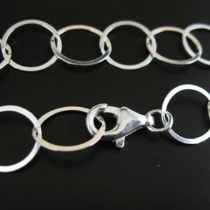 Colar de corrente de prata esterlina, pulseira de prata, tornozeleira de prata - elo circular plano de 10 mm - corrente de joia de prata (7-36 polegadas) - SKU: 601032