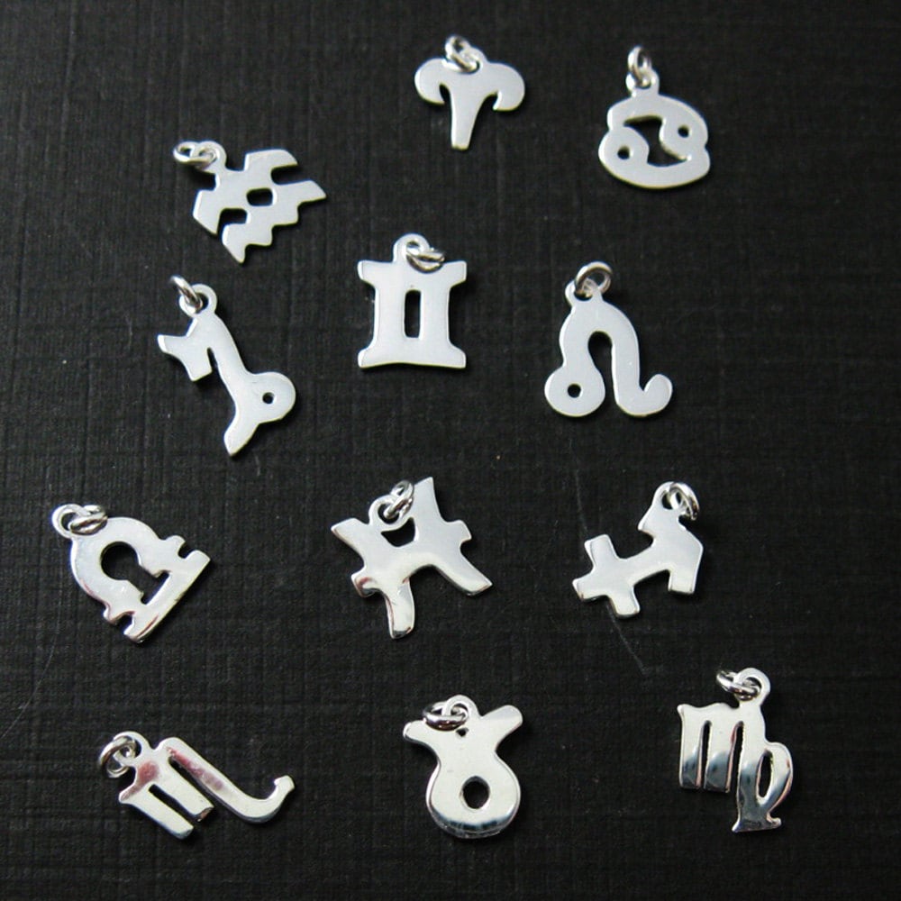 Gold Plated Sterling Silver Zodiac Charm 1 pc SKU: 201211-VM-GEM Birthday Pendant Gold Gemini Zodiac Charm Astrological Sign Charm