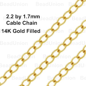 1/20 14K Gold Filled Chains, Unfinished Bulk 2mm Oval Strong Cable Chain, Permanent Jewelry Chain, Wholesale Jewelry Supply-SKU: 101020-GF