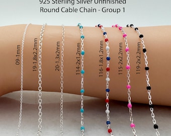Sterling Silver Round Cable Chains-Bulk Chain By The Foot-Unfinished Jewelry Chain-Permanent Jewelry-Italian Silver-Bulk Jewelry Supplies