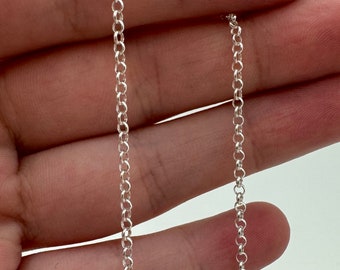 Cadena Rolo de Plata Esterlina, Cadena Rolo de 2 mm sin terminar, Cadena Rolo al por Mayor, Fabricación de Joyas - Joyería Permanente - SKU: 101005