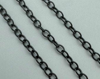 Oxidized Sterling Silver Chain, Bulk Unfinished Chains, 4x3mm Strong Oval Cable Chain, Wholesale Jewelry Supplies, Bulk Chain-Sku: 101014-OX