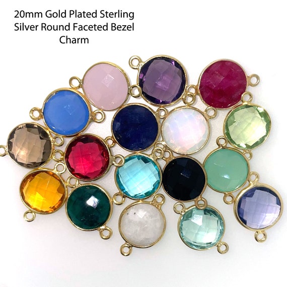 Faceted Round Gemstone Brass Ankles Faceted Round Gemstone Brass Ankles