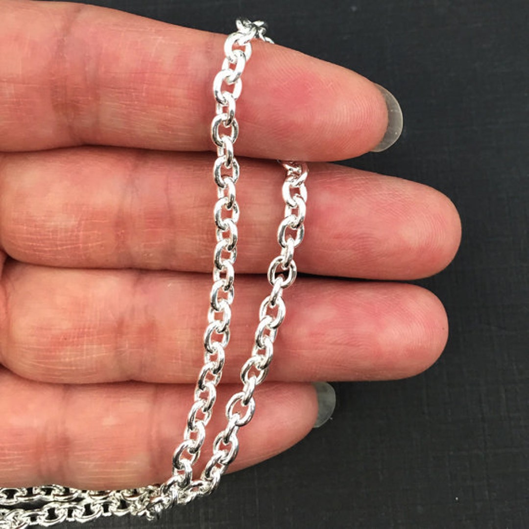 Sterling Silver Chain - Heavy Long Box Chain - Unfinished Chains, Bulk  Chains - 4.5X2.5 (sold per foot)