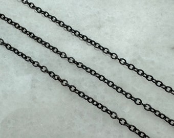 Oxidized Sterling Silver Chain, Unfinished Bulk Chains, 2mm Strong Oval Cable Chain, Jewelry Wholesale, Permanent Jewelry - Sku: 101019-OX