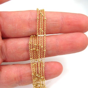 Gold plated Sterling Silver Ball Chain, Bulk Unfinished 1.6mm Satellite Bead Chain, Wholesale Jewelry Chain, Vermeil Chain - Sku: 101006-VM