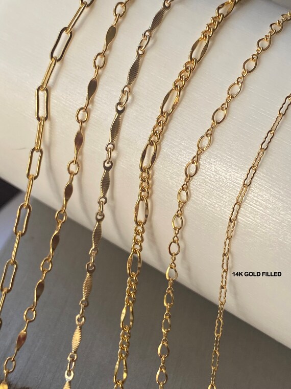 14K Gold Filled Chain for Necklaces, Bulk Chain by the Foot,wholesale  Jewelry Chain Supplies-permanent Jewelry Chain 1 Foot 