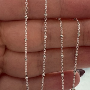 Sterling Silver Beaded Chain - Fancy Satellite Chain, Wholesale Permanent Jewelry Chain, Unfinished Chain for Jewelry Making- Sku: 101006