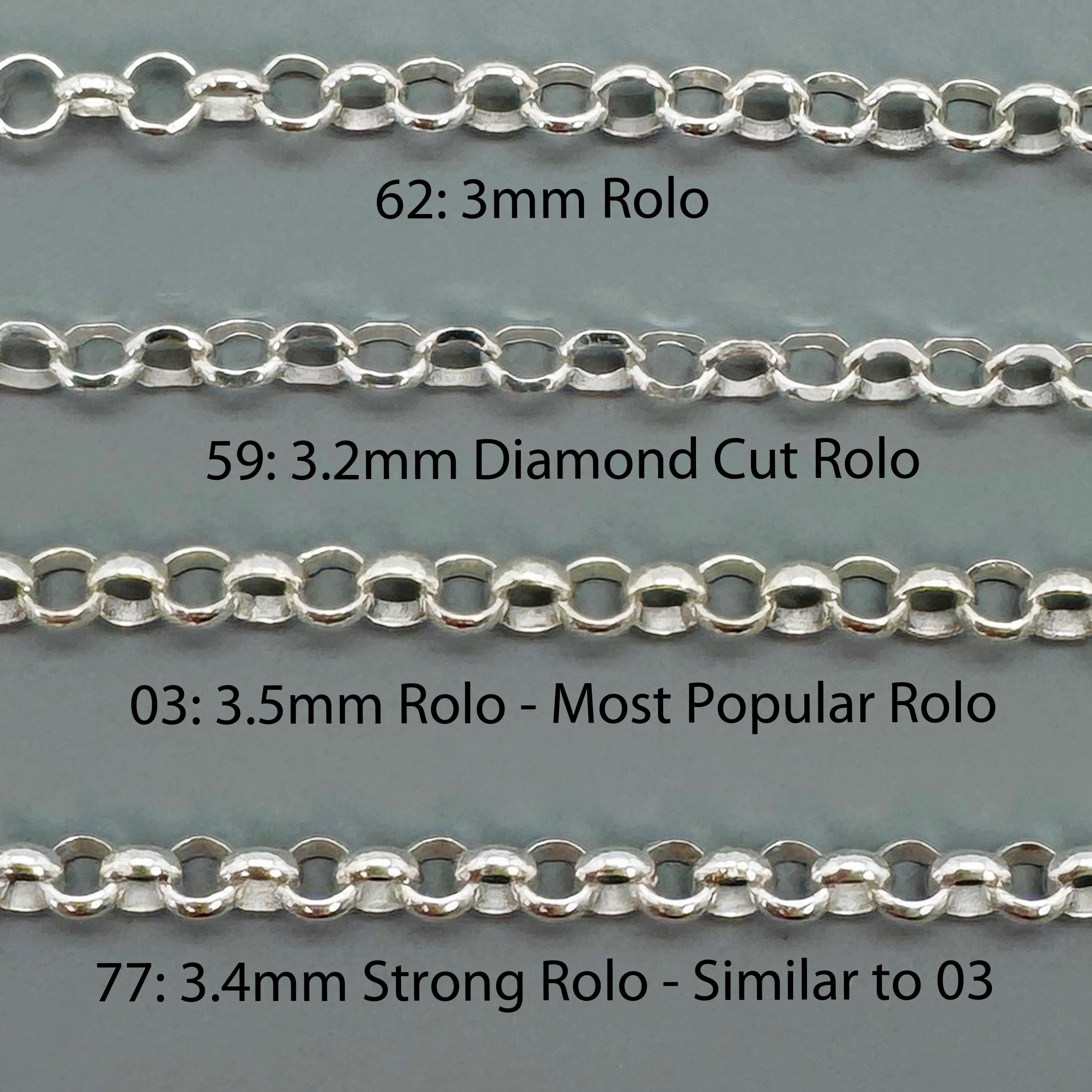 925 Sterling Silver Diamond Cut Rolo Chain-unfinished Bulk Chain ...