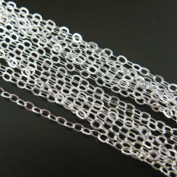 Flat Cable Chain Unfinished Bulk Chain 12 feet Sterling Silver Chain - SKU: 101021
