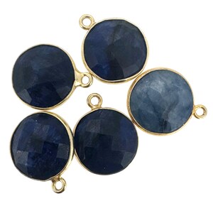 Bezel Gemstone Pendant-Faceted Round Charm-Gold Plated Sterling Silver Charms-Necklace Birthstone Charms-14mm (1pc) SKU: 201102 image 12