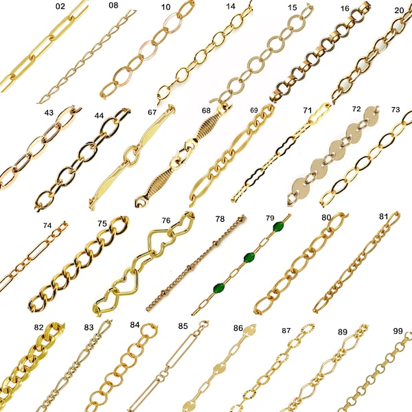 14K Permanentschmuck-Gold-Filled-Kette, voluminös am Fuß. Schmuckherstellungskette im Großhandel. Emaille-Büroklammer, Kabel, Box-Kette-Set