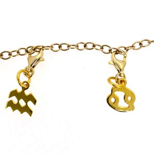 Gold Zodiac Charms, Add on Charms With Clasp, Gold over Sterling Silver Horoscope Charms, Wholesale Jewelry Supplies (8mm) Sku: 291211-VM
