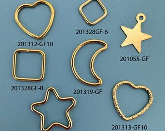 1/20 14K Gold Filled Jewelry Charms-Permanent Jewelry-Star and Moon Charm-Celestial Charms-Heart Charm-Charm With Clasp