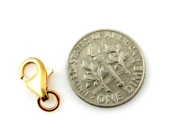 Gold Clasp, Gold plated Sterling Silver Clasp Findings. 11mm Lobster Clasp Claw Wholesale - Vermeil Findings (5 pieces) Sku: 202001-VM011