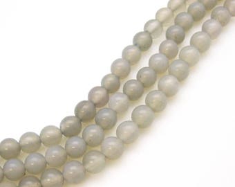Grey Agate Beads - Semi-Precious Gemstone Beads - Smooth Round 6mm Beads - Natural Agate Gemstone Beads (Sold Per Strand) SKU: 323056