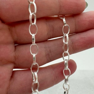 Sterling Silver Chunky Cable Chain, Oval 7mm Rolo Chain, Unfinished Bulk Chains, Wholesale Jewelry-Permanent Jewelry Chain - Sku: 101004