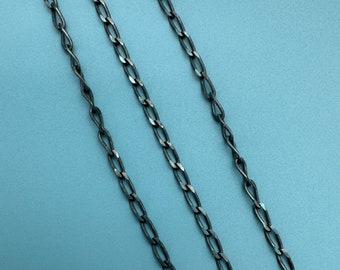 Oxidized Sterling Silver Chain, Unfinished Bulk Chains, 2X4mm Diamond Cut Curb Chain, Jewelry Making Wholesale Jewelry Supply-Sku: 101008-OX