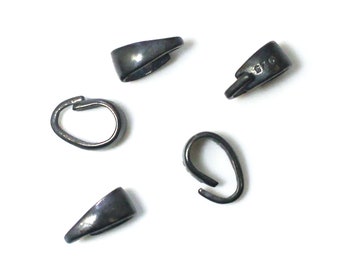 Oxidized 925 Sterling Silver Bail-Simple Classic Open Bail Connector-8.5mm-Wholesale Findings-Jewelry Making-Jewelry Supply-Easy To Use Bail