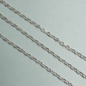 925 Sterling Silver Chains, Flat Oval Cable Chain, Delicate Chain, Bulk Chains, Permanent Jewelry, Wholesale Jewelry Supplies-Sku:101022