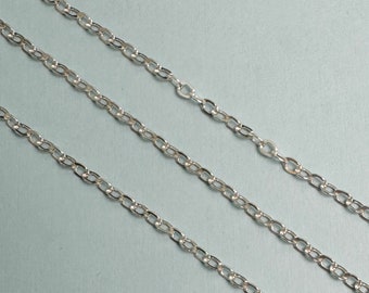 925 Sterling Silver Chains, Flat Oval Cable Chain, Delicate Chain, Bulk Chains, Permanent Jewelry, Wholesale Jewelry Supplies-Sku:101022