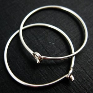 Sterling Silver Hoop Earrings, 30mm Earring Hoops, Silver Earwire - Wholesale Bulk Earring Findings- Sku: 203008-30
