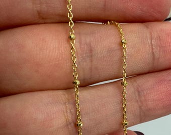 金メッキスターリングシルバーボールチェーン、バルク未仕上げ1.6mmサテライトビーズチェーン、卸売ジュエリーチェーン、ヴェルメイユチェーン - SKU: 101006-VM
