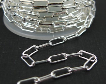 3 Feet Solid Sterling Silver Chain,Unfinished Bulk Chain,2.5X6.5mm Rectangle Chain,Long Box Chain-Permanent Jewelry Chain-sku:101002