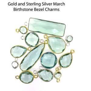 Aquamarine March Birthstone Charms and Connectors-Jewelry Making Supplies-Personalized Jewelry Supplies-Charms for Necklace Bracelet