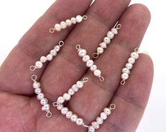 Permanent Jewelry Pearl Connector in 14K Gold Filled or Sterling Silver. 4mm for Bracelet, Necklace Jewelry Making.