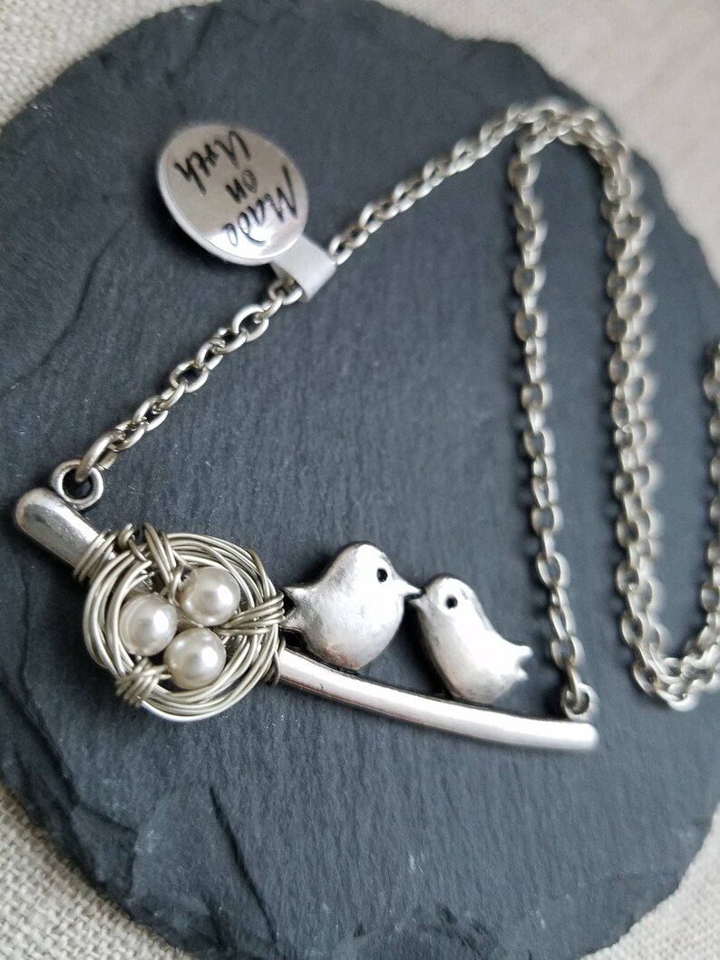 Bird Nest Necklace Love Birds Necklace Wire Wrapped Birds Etsy