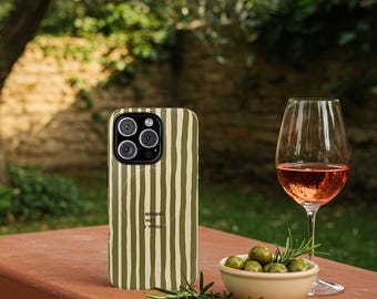 Striped Love Quote Phone Case, Olive Green iPhone & Samsung