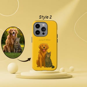 Custom Pet Portrait Phone Case iPhone 16 15 14 13 12 11 Samsung S25 24 23 22 21 Cover Gift for Pet Lover