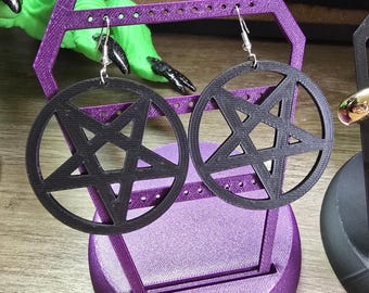 Satanist Pentagram Earrings STL File: 3D Print Witchy Jewelry