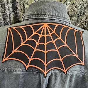 Orange Spiderweb Back Patch – Gothic Punk Sew-On Patch