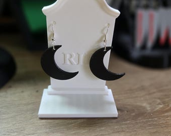 Crescent Moon Earrings STL File: 3D Print Witchy Jewelry
