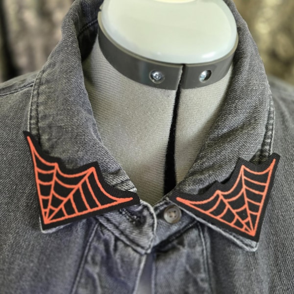 Spiderweb Kragenspitze Aufnäher - Orange
