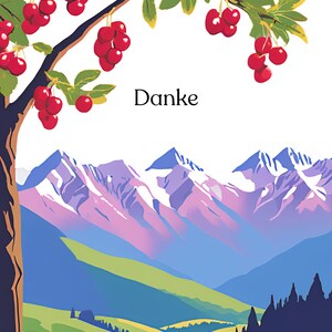 Postkarten-Set „Danke / Merci“ –  personalisierbar  -  6er-Set im A6-Format auf Kraftpapier – Schweizer Alpen