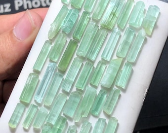 124 Green Tourmaline Crystal lot
