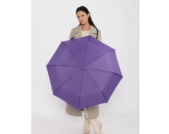 Parapluie de voyage coupe-vent - Compact, léger, ouverture/fermeture entièrement automatique - Parapluie sac à dos pliant pour une protection UV contre la pluie et le soleil (violet)