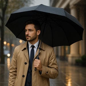 Parapluie de voyage coupe-vent - Compact, léger, ouverture/fermeture entièrement automatique - Parapluie sac à dos pliant pour une protection UV contre la pluie et le soleil image 1