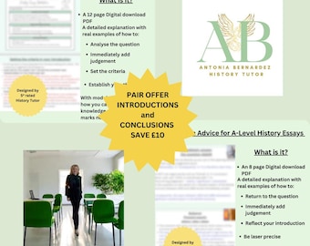 PAIR pack - INTRODUCTIONS and CONCLUSIONS to A-Level History Essays Study Guide, Homeschool Resource, Digital history, History classeoom