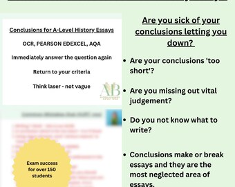 CONCLUSIONS A Level Guide - Instant Digital Printable Download for the History classroom.