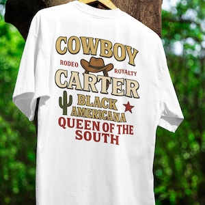 Maglietta Cowboy Carter Western - Maglietta nera Americana Rodeo - Maglietta Queen of the South - Maglietta con grafica country. Design digitale per magliette.