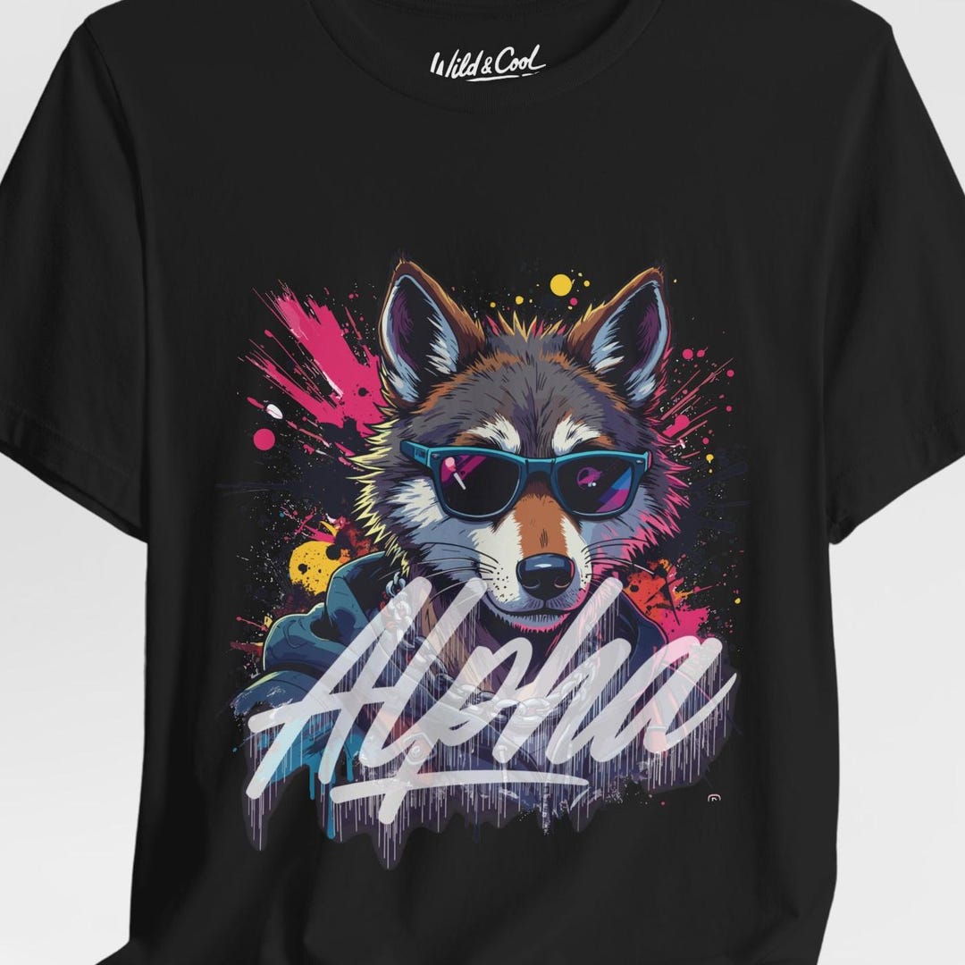 Alpha Wolf Streetwear Shirt Graffiti Style Funny Cool Animal Lover Gift ...