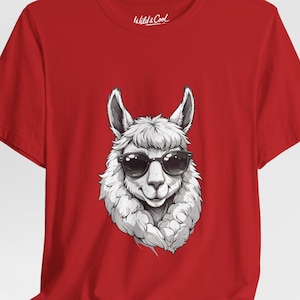 クールなラマTシャツ 面白いアルパカ愛好家 レトロサングラス 動物Tシャツ ビンテージ ヒップスター ラマギフト かわいい野生動物グラフィックシャツ