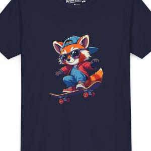 Camiseta infantil de panda rojo patinador: genial camiseta de animal de skate para niños y niñas, divertido regalo de dibujos animados para niños activos que aman patinar.