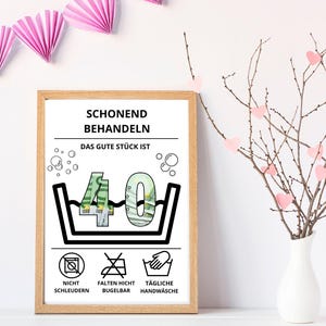 Digitale Geburtstagskarte 40 – Lustige Euro Design Karte – Witzige Printable Geburtstagskarte zum 40. Geburtstag