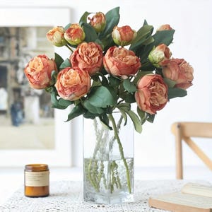 Vintage Style Artificial Peony Flowers, Plastic Faux Floral Arrangement for Home Decor, Tabletop Decoration, Floral Decor, Fake Flowers